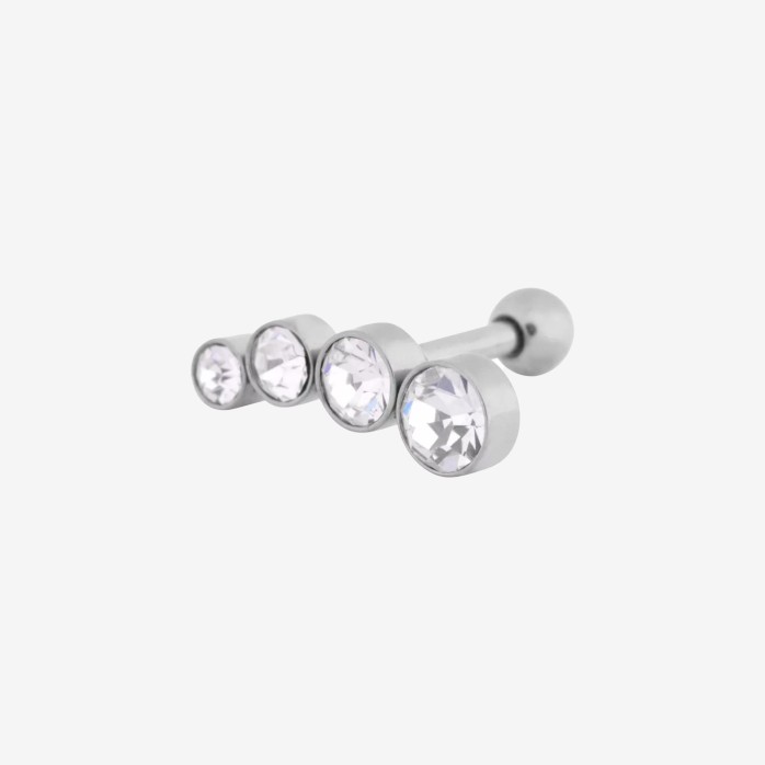 Wildcat Earbarbell 4 Round Crystals Steel Basicline