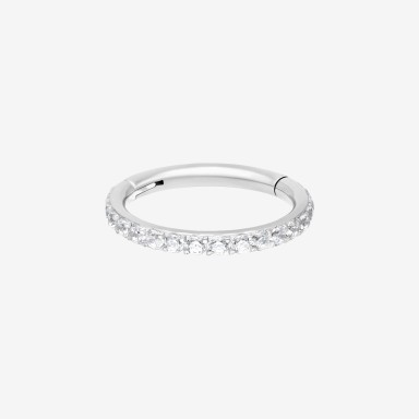 Wildcat Hoop Pave Setting Crystal Ring Surgical Steel 316L Basicline