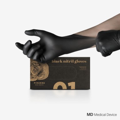 Piranha Soft Nitrile Disposable Gloves Black